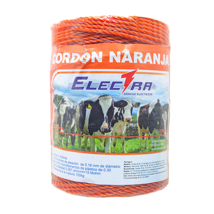 Cordon Electra Naranja X 200 Mts.
