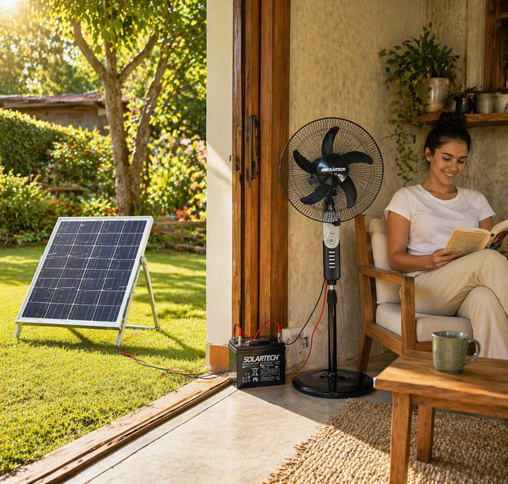 Ventilador Solar 16" 12V DC 3 en 1 Solartech | Ahorra Energía con Potencia y Versatilidad