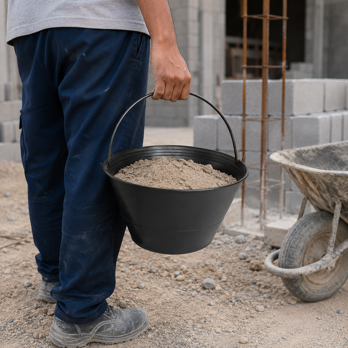 Balde Plástico para Construcción 8 Litros con Asa Metálica – Mezcla, Transporte y Herramientas