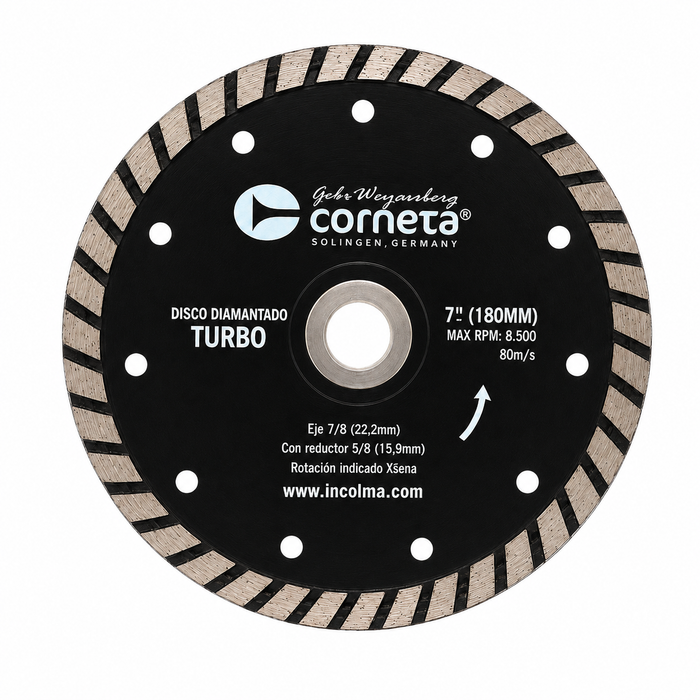 Disco Diamantado Turbo Corneta 7" para Concreto, Granito, Mármol y Ladrillo