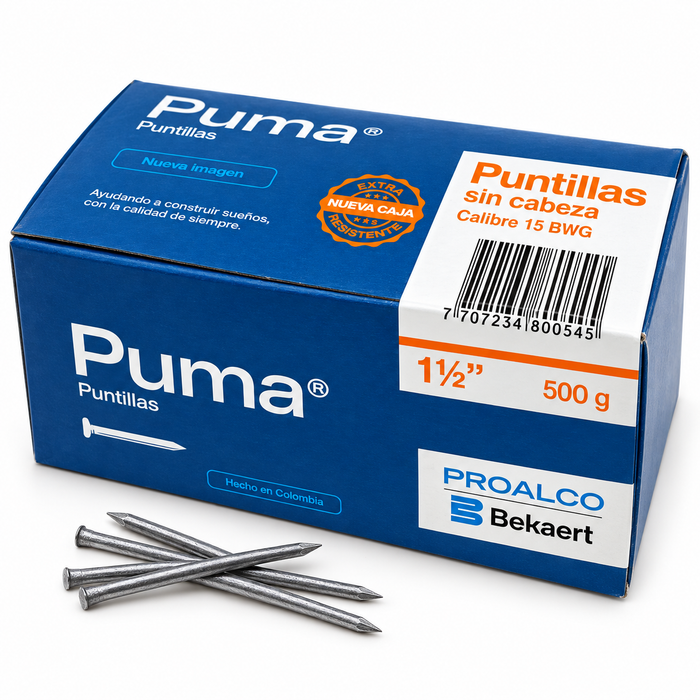 Puntilla Puma Sin Cabeza 1 1/2" Calibre 15 BWG x 25 kg