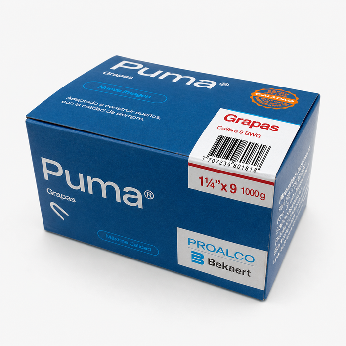 Grapa Puma 1 1/4" Calibre 9 BWG x 1000 g para Alambre de Cerca