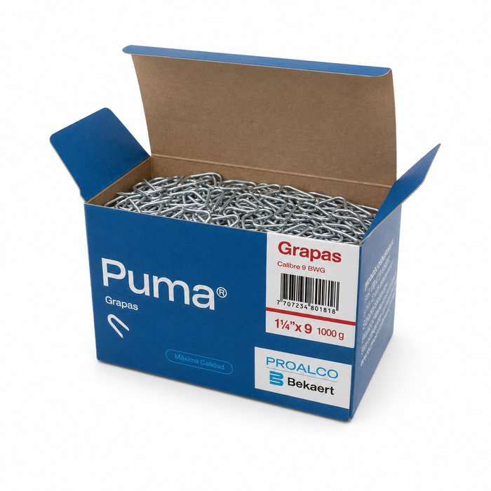 Grapa Puma 1 1/4" Calibre 9 BWG x 1000 g para Alambre de Cerca