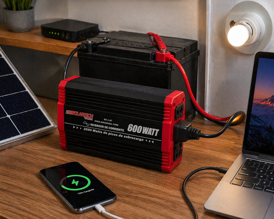 Inversor Onda Pura 600W 12V Solartech
