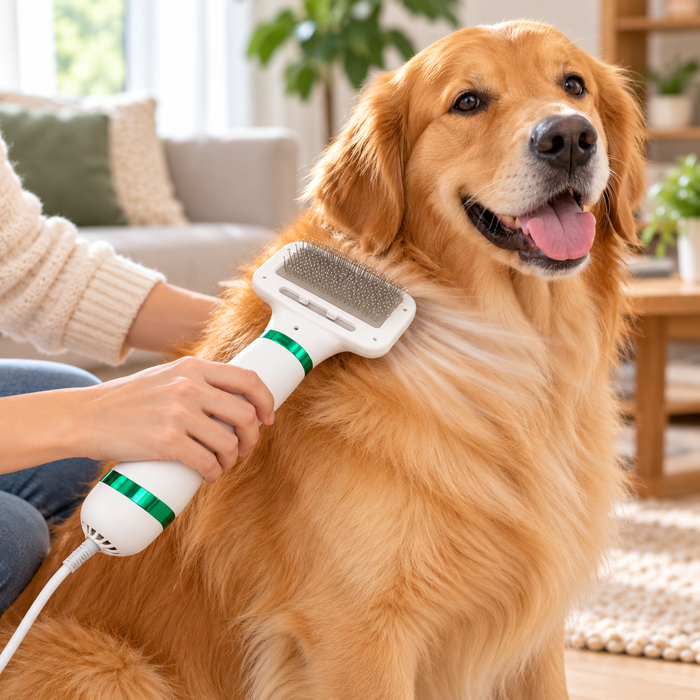 Cepillo Secador para Mascotas 2 en 1 para Perros y Gatos
