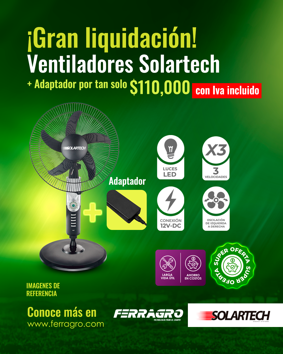 Ventiladores Solartech + adaptador