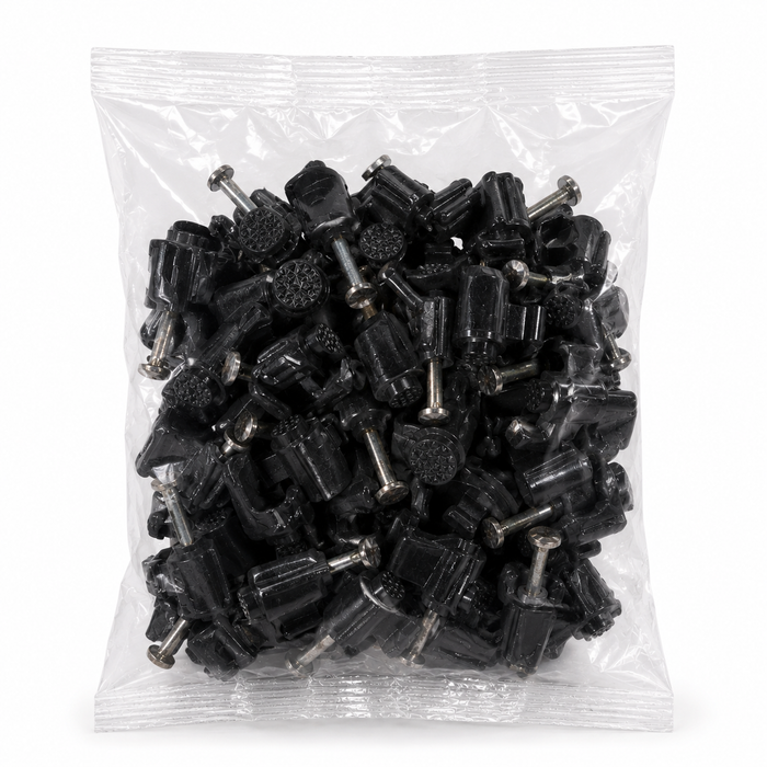Paquete de Aisladores Pivote grande con puntilla negro paquete x 100 unidades Agrocercas