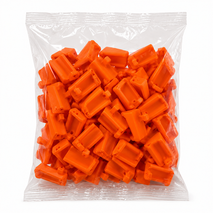Paquete de Aisladores Pivote grande con puntilla naranja paquete x 100 unidades Agrocercas