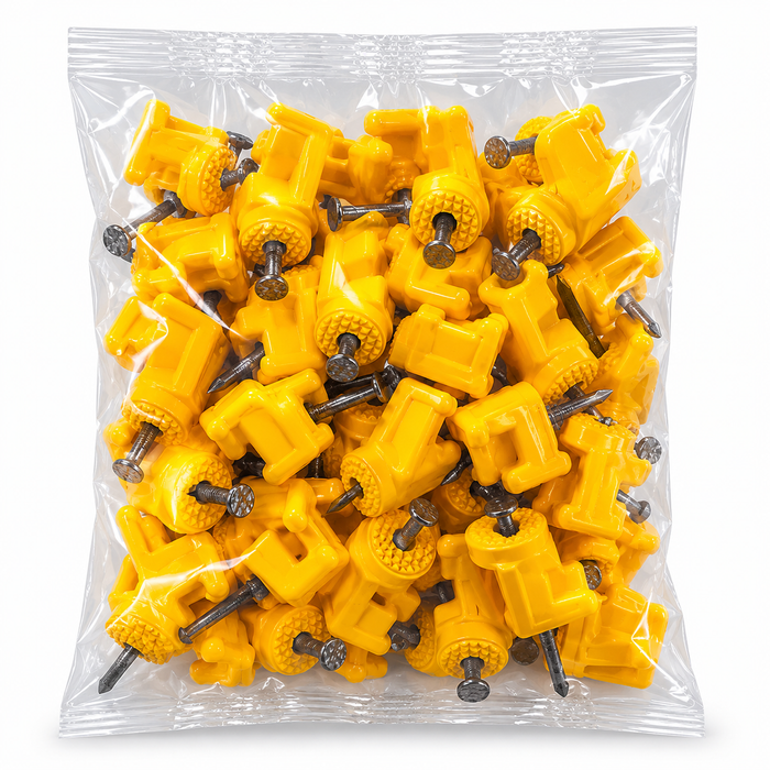 Paquete de Aisladores Pivote grande con puntilla amarillo paquete x 100 unidades Agrocercas