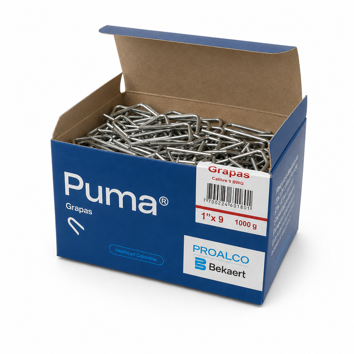 Grapa Puma 1" Calibre 9 BWG x 1000 g para Alambre y Cercas