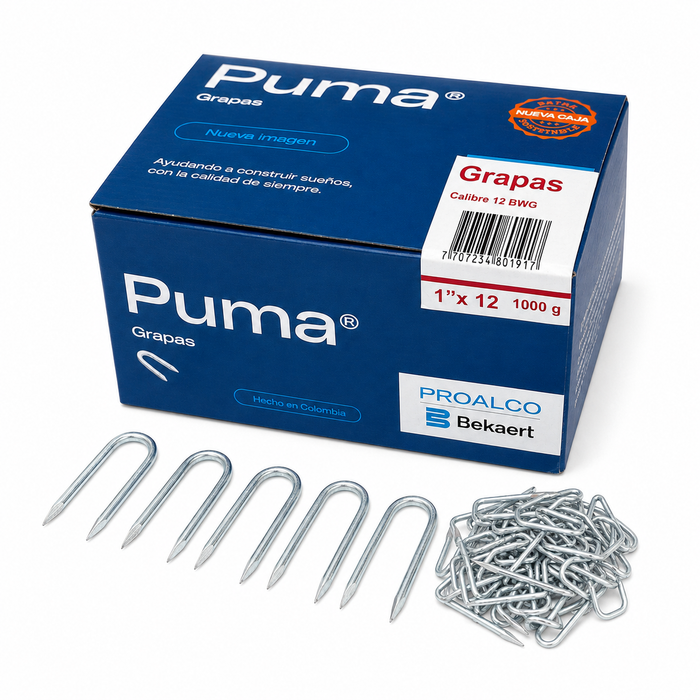 Grapa Puma para Cerca 1" Calibre 12 BWG – Caja 1 kg (1000 g)