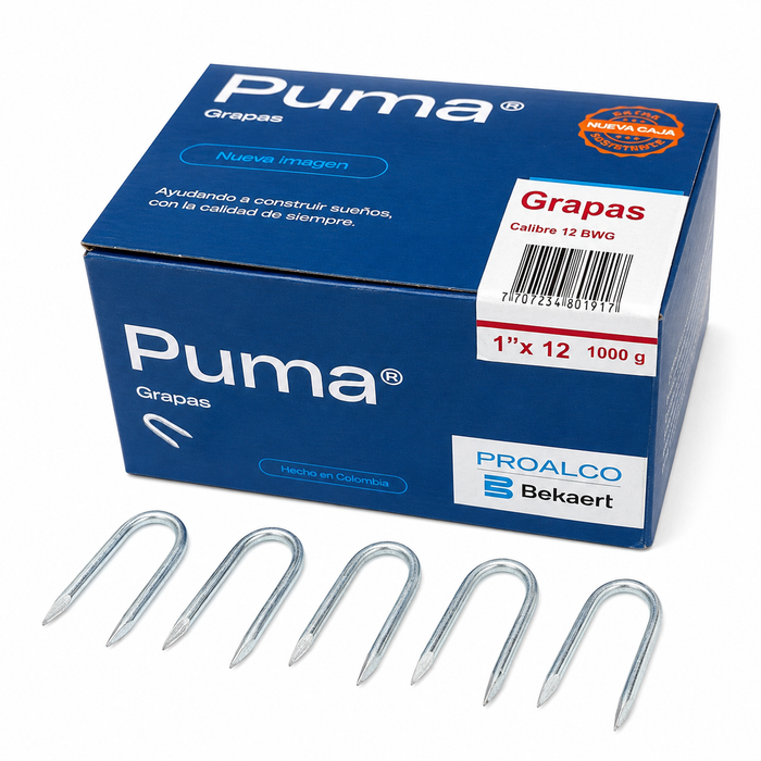 Grapa Puma para Cerca 1" Calibre 12 BWG – Caja 1 kg (1000 g)