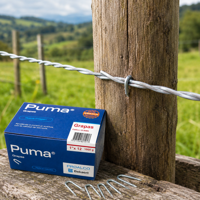 Grapa Puma para Cerca 1" Calibre 12 BWG – Caja 1 kg (1000 g)