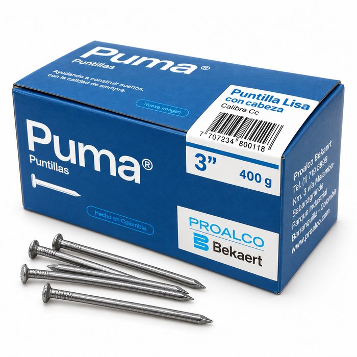Puntilla Lisa con Cabeza 3" x 400 g