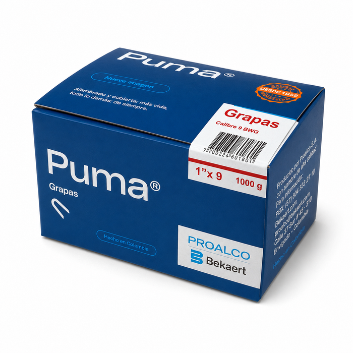 Grapa Puma 1" Calibre 9 BWG x 1000 g para Alambre y Cercas