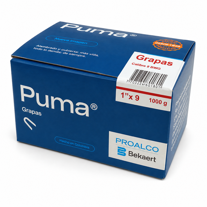 Grapa Puma 1" Calibre 9 BWG x 1000 g para Alambre y Cercas