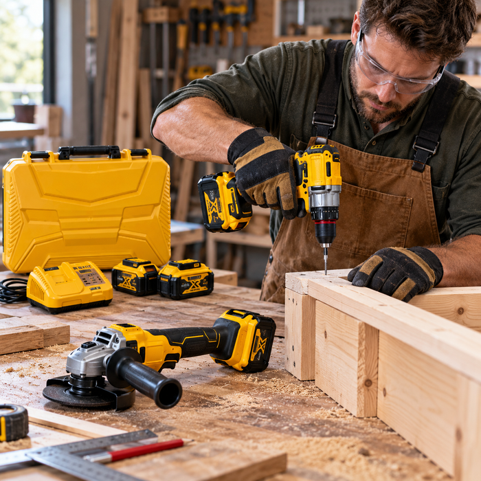 Combo Taladro y Pulidora DeWalt con Baterías, Cargador y Maletín