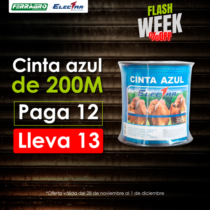 Cinta Electra Azul R-200Mts