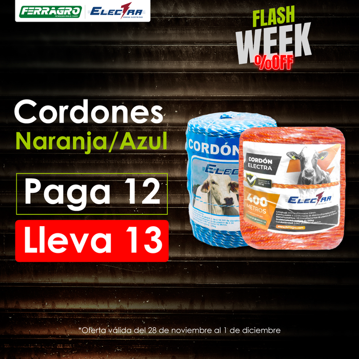 Cordon Electra Naranja X 400 Mts.