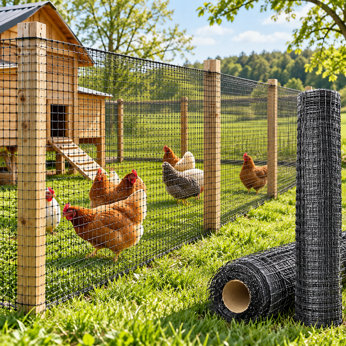 Malla Gallinera Plástica Negra 1,80 x 50 Metros