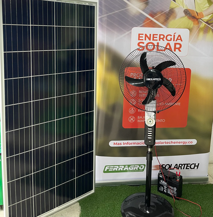 Ventilador Solar 16" 12V DC 3 en 1 Solartech | Ahorra Energía con Potencia y Versatilidad